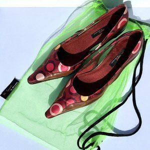 Morenatom Slingback Heels Brazil Sz7B Pointy Toe M Sport Leather & Fabric Shoes